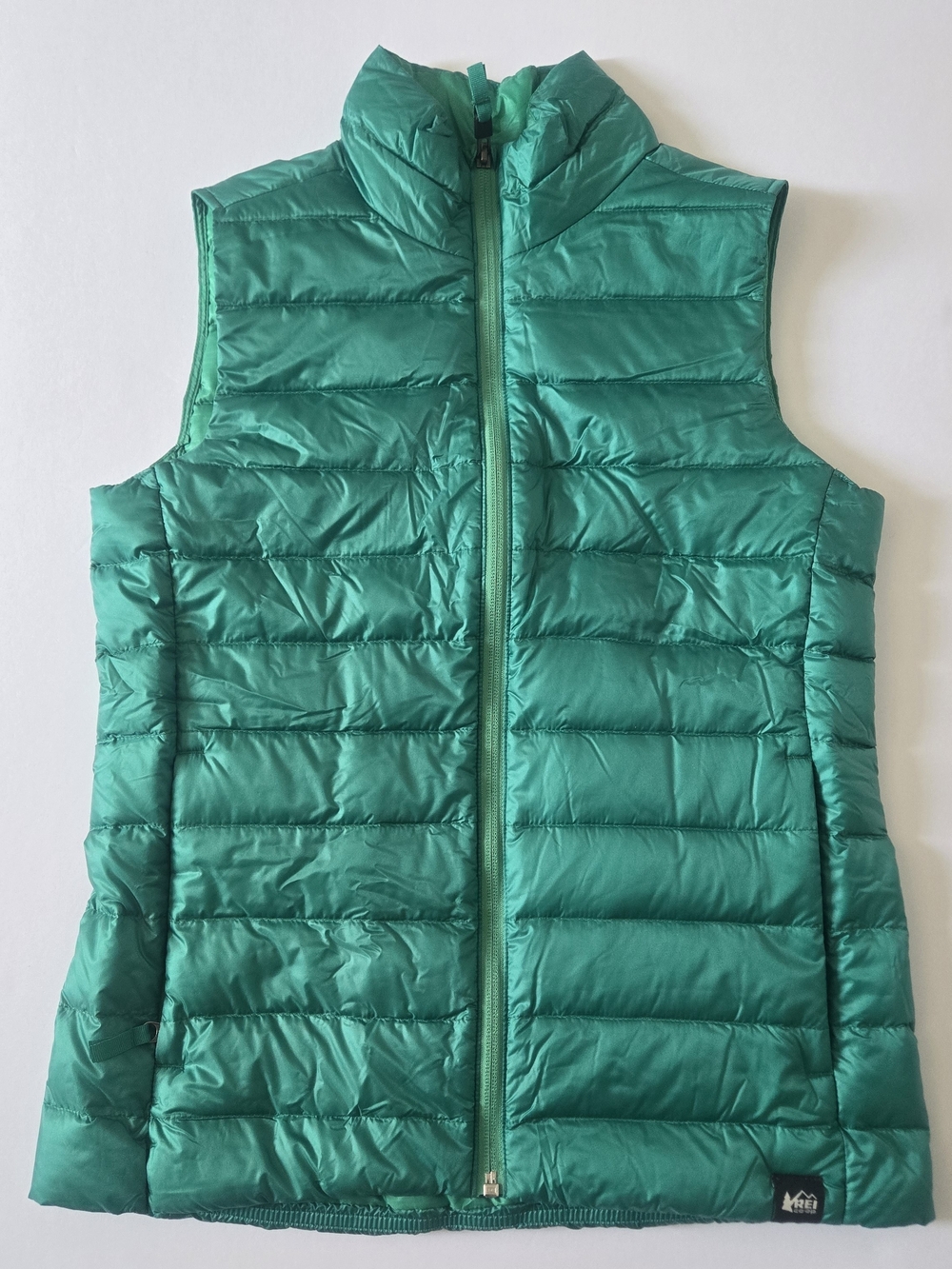 REI Co-op Kids Green Down Puffer Vest Size L (14-16) Full Zip Outdoor Outerwear